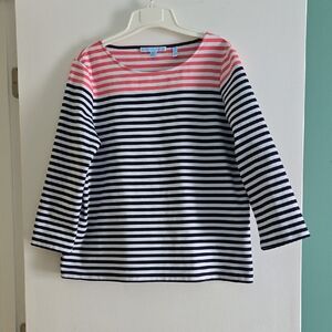 Draper James Striped Pink and Navy Top
